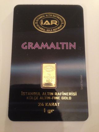 1 Gram 24 Karat Gold Bullion.  995 Gold Bar photo