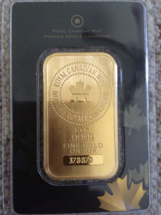 1 Oz Royal Canadian Rcm Gold Bar - In Assay Card - Sku photo