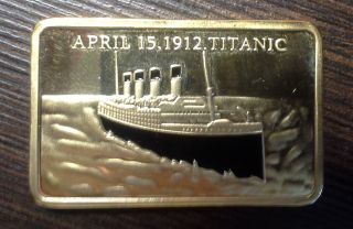 Titanic Boat Ship 1oz Bar Of 24kt Gold Ingot 100 Anniversary photo