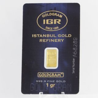 Gold Bar 1 Gr 999.  9 Fine Istanbul Gold Refinery Igr Goldgram Investment Bullion photo