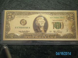 Three 24k Gold Banknote Certificates (2) Two Dollar & (1) Five Dollar. photo