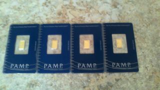 (4) 1 Gram Pamp Suisse Lady Fortuna Gold Bar In Assay Card photo
