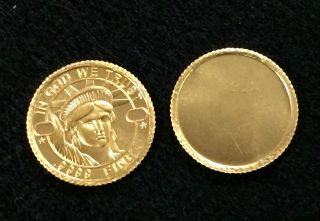 1 Gram.  9999 Pure Gold Coin Round photo