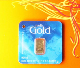 It ' S Time - Gold Bullion Bar 0.  025 Gram 9995 Pure Bar Ingot Nadir Certified photo