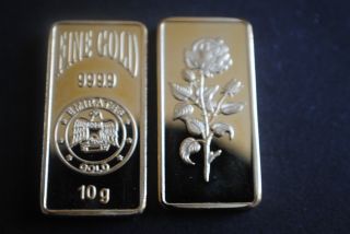 10 Gram Bullion Bar Emirates Gold Uae 24k Pure Fine Gold Plated /clad photo