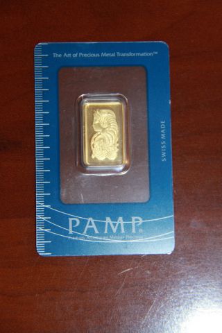 Pamp Suisse 10 Gram Gold Bar.  9999 Pure With Assay Certificate photo