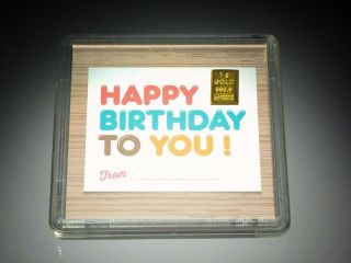 1g Gold Bullion „happy Birthday“ 999,  9 24k 1 Gram Gift Card D´oro Aurum Altin  photo