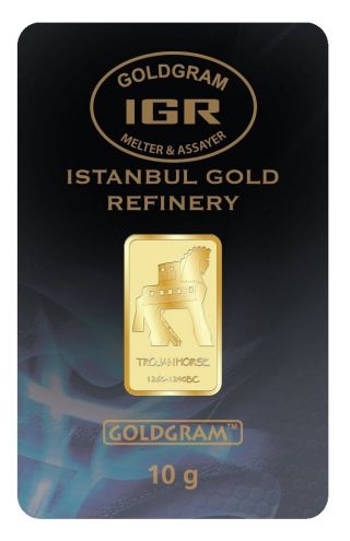 10 G Grams 999.  9 Premium 24k Gold Trojan Horse Bullion Bar & Lbma Certificate photo