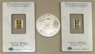 Pamp Suisse Gold Silver & Platinum Precious Metals Pack 2014 American Eagle photo