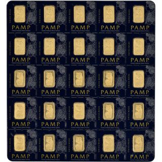25x1 Gram Gold Bar - Pamp Suisse - 999.  9 Fine In Assay photo