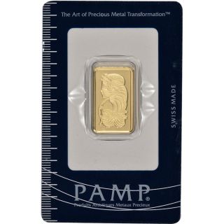 10 Gram Gold Bar - Pamp Suisse - 999.  9 Fine In Assay photo