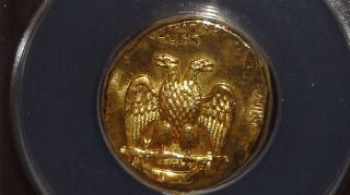 Rare 1oz Gold 2 Headed Eagle Struck From German Die Over 1oz Maple Leaf Anacs Ms photo