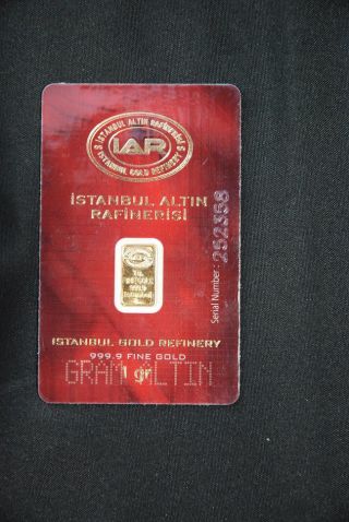 Gold Bar Fine Gold 24kt 999.  9 With Certificate - Igr photo