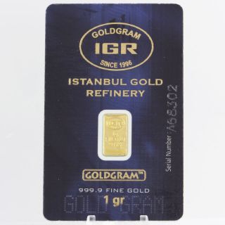 Gold Bar 1gr 999.  9 Fine Instanbul Gold Refinery Igr Goldgram Certified Invest photo
