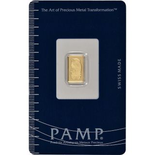 1 Gram Gold Bar - Pamp Suisse - 999.  9 Fine In Assay photo