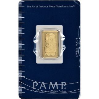 5 Gram Gold Bar - Pamp Suisse - 999.  9 Fine In Assay photo