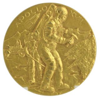 Apollo Xvii Solid 18k Gold Affer Italian Medal - 19.  5g Italy 17 Golden Age Nasa photo