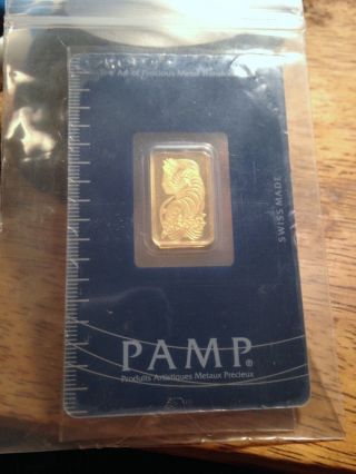5 Gram Pamp Suisse Gold Bar.  9999 - Lady Fortuna - In Assay Card photo