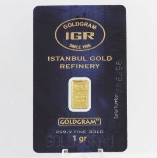 Gold Bar 1gr 999.  9 Fine Bullion Investment Istanbul Gold Refinery Igr Iar photo