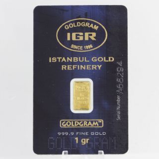 1gr Gold Bar Istanbul Gold Refinery 999.  9 Fine Investment Igr Goldgram Invest photo