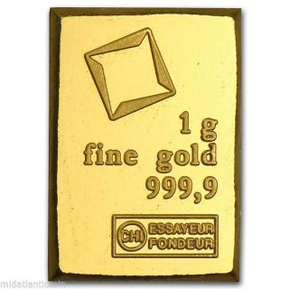 1 Gram Valcambi Gold Bullion Bar (no Assay).  9999 Fine From Switzerland. photo