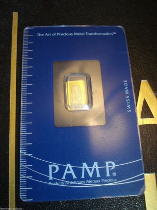 1 Gram Pamp Suisse Gold Bar Swiss Made.  9999 Fine Fortuna Design (in Assay) photo