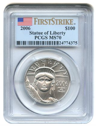 2006 Platinum Eagle $100 Pcgs Ms70 (first Strike) Statue Liberty 1 Oz photo