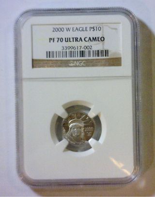 2000 - W,  Ngc Proof - 70 Ultra Cameo,  $10 Platinum Eagle photo
