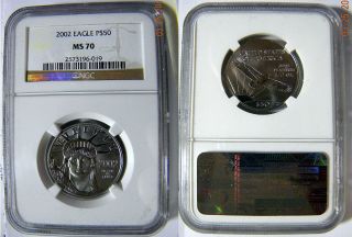 2002 American Eagle $50 Platinum Ncg Ms70 Liberty Eagle photo
