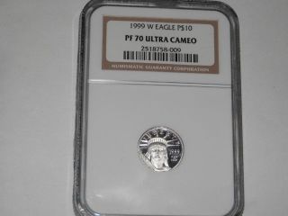 1999 - W $10 1/10 Oz Proof Platinum American Eagle Ngc - 70 photo