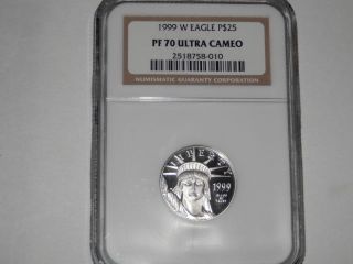 1999 - W $25 1/4 Oz Proof Platinum American Eagle Pr - 70 Ngc photo