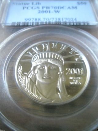 2001 - W $50 Pcgs Pr70dcam Platinum American Eagle photo
