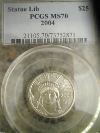 2004 $25 Pcgs Perfect Ms70 Statue Of Liberty Platinum American Eagle photo