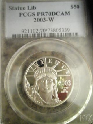 2003 - W $50 Pcgs Pr70dcam Platinum American Eagle photo