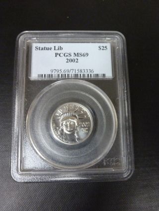 2002 Us Eagle,  Pcgs Ms 69,  25 Dollars,  1/4 Ounce, .  9995 Platinum Coin photo