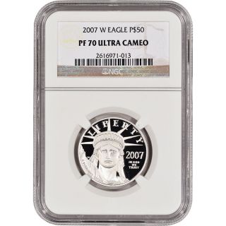 2007 - W American Platinum Eagle Proof (1/2 Oz) $50 - Ngc Pf70 Ucam photo