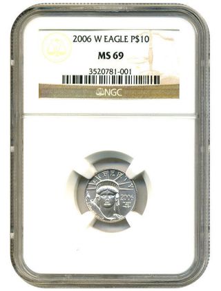 2006 - W Platinum Eagle $10 Ngc Ms69 Statue Liberty 1/10 Oz photo