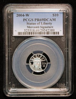Pcgs Pr69 2004 - W $10 Proof Platinum American Eagle 1/10th Key Date - Low Mintage photo