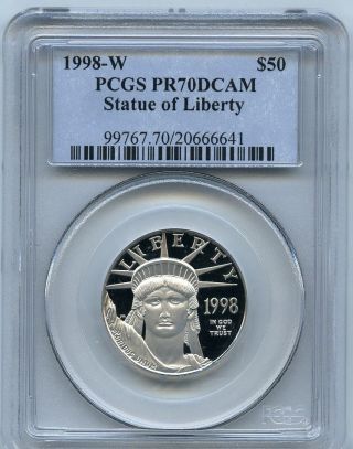 1998 - W $50 (1/2 Oz. ) Proof 70 Platinum Eagle Pcgs Pr 70 Pf 70 Dcam photo
