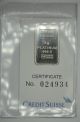 1985 Credit Suisse 999.  5 5 Gram Platinum Mini Bar Platinum photo 2