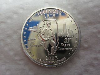 2003 S Illinois State Quarter - Gem Proof Deep Cameo - 90% Silver photo