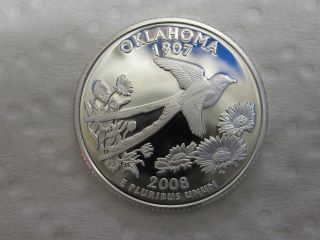 2008 S Oklahoma State Quarter - Gem Proof Deep Cameo - 90% Silver photo