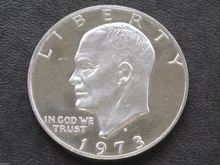 1973 - S Eisenhower Dollar Dcam Impaired Proof 40% Silver U.  S.  Coin D4043 photo