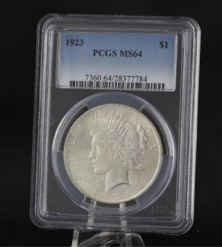 1923 Pcgs Ms64 Peace Dollar - Graded Silver Investment Certified Coin $1 - photo