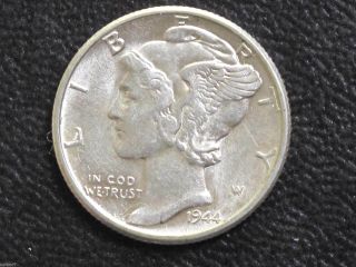 1944 - P Mercury Dime 90% Silver U.  S.  Coin D7273 photo