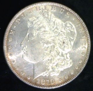 1878 7/8 Tail Feathers $1 Morgan Dollar Bu P/l But Cleaned photo
