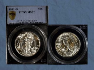 1941 - D Walking Liberty 50c Pcgs Certified Ms67 Secure Holder photo