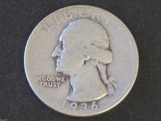 1936 - D Washington Quarter 90% Silver U.  S.  Coin D5631 photo