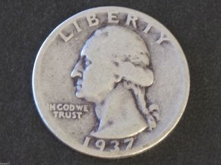 1937 - D Washington Quarter 90% Silver U.  S.  Coin D5632 photo