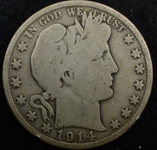 1914 50c Barber Half Dollar - Vg - Key Date Coin Lowest Mintage 341 photo